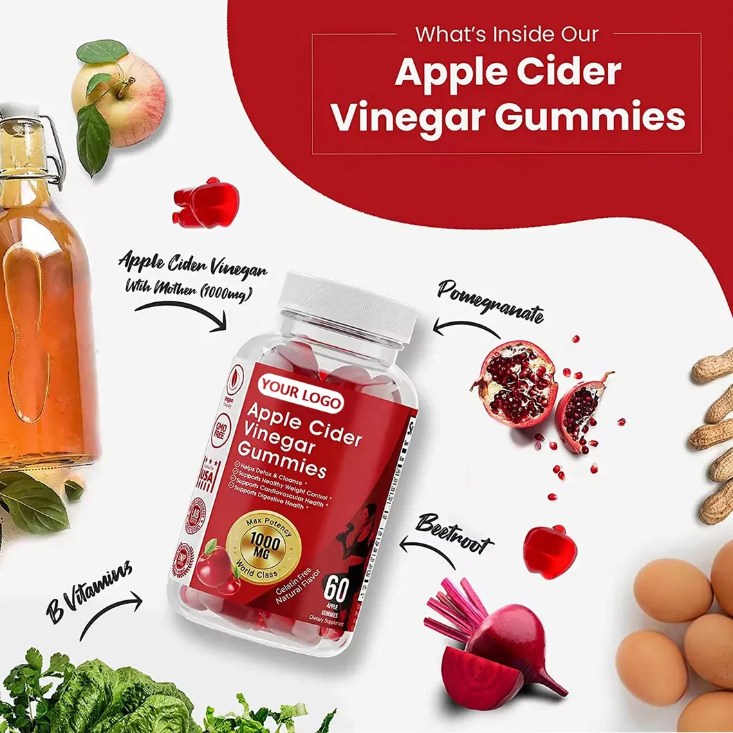 OEM/ODM Organic Apple Cider Vinegar Gummies Vegan Weight Loss Gummies Vitamin Immune Strengthen Slimming Candy