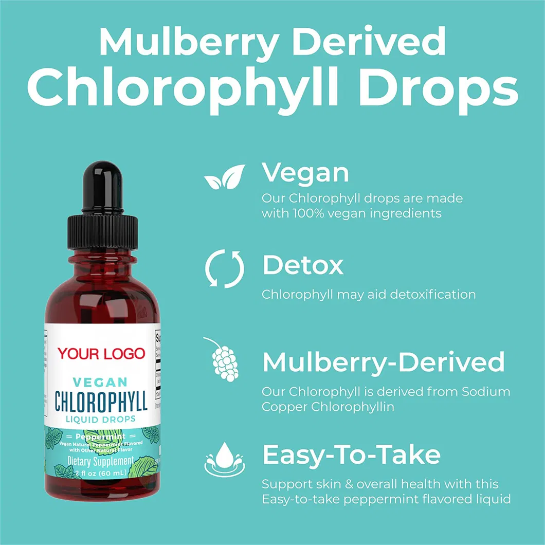 OEM/ODM Organics Chlorophyll Liquid Drops, Vegetarian Chlorophyll Mulberry Silkworm Extract Supplement