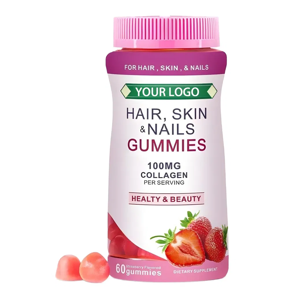 OEM/ODM Private Label Vegan Vitamin Hair Growth Supplement Skin and Nail Health Vitamin Biotin Collagen Gummies