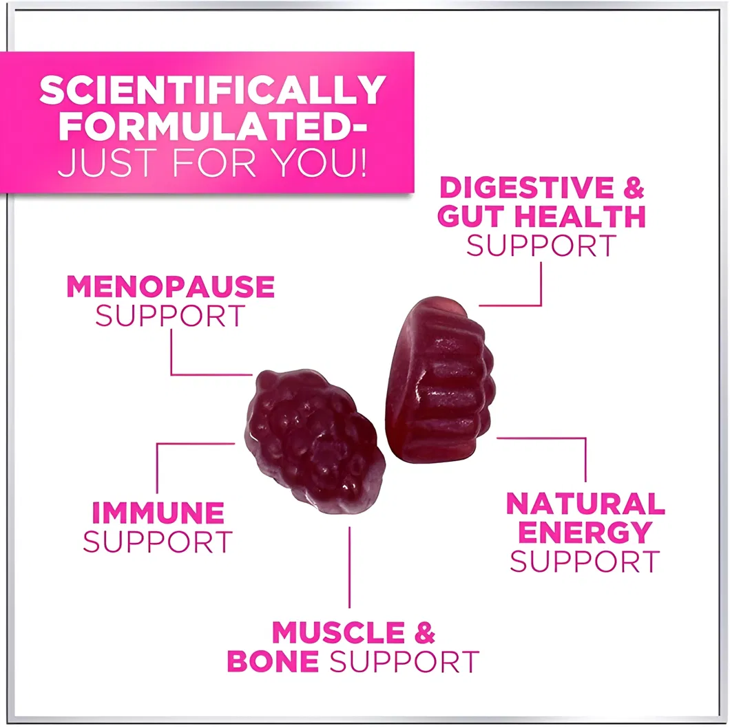 OEM/ODM Probiotic Gummies for Women′s Menopause with Cranberry and Black Cohosh, Immune Support Probiotic Supplements