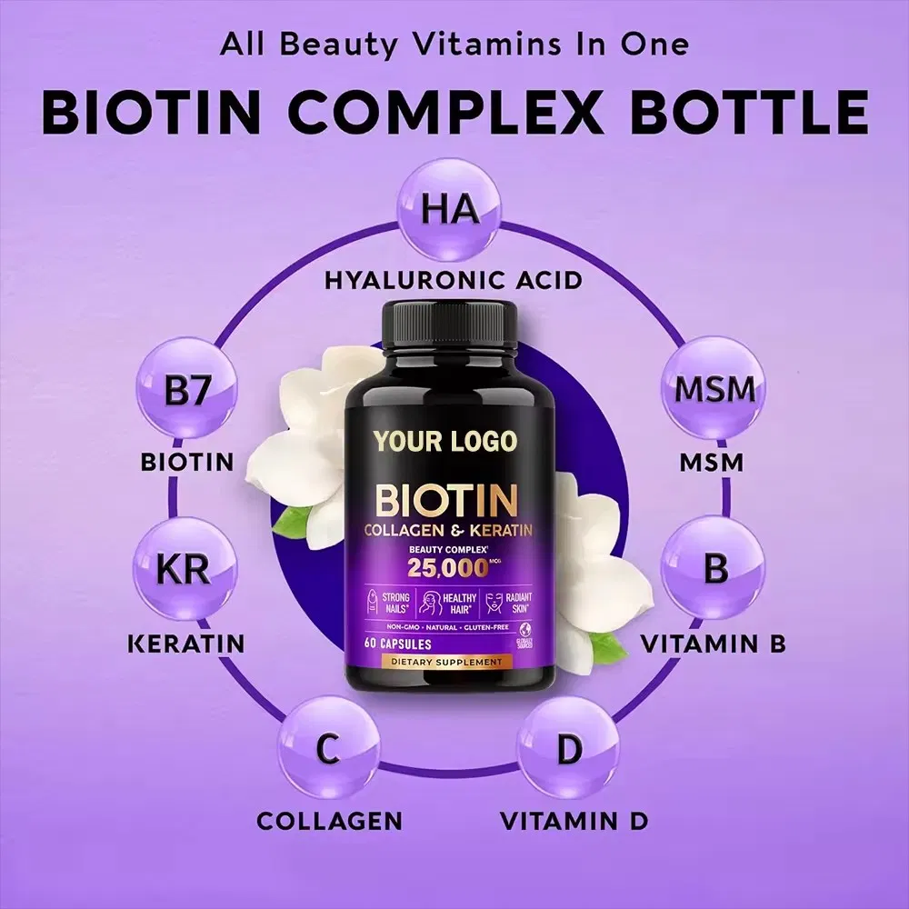 OEM/ODM Pure Biotin Capsules Collagen Vitamins Supplements Promotes Hair Growth and Skin Health Capsules