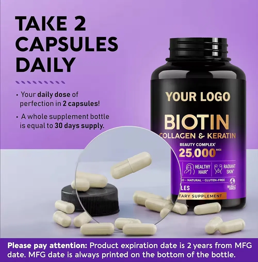 OEM/ODM Pure Biotin Capsules Collagen Vitamins Supplements Promotes Hair Growth and Skin Health Capsules