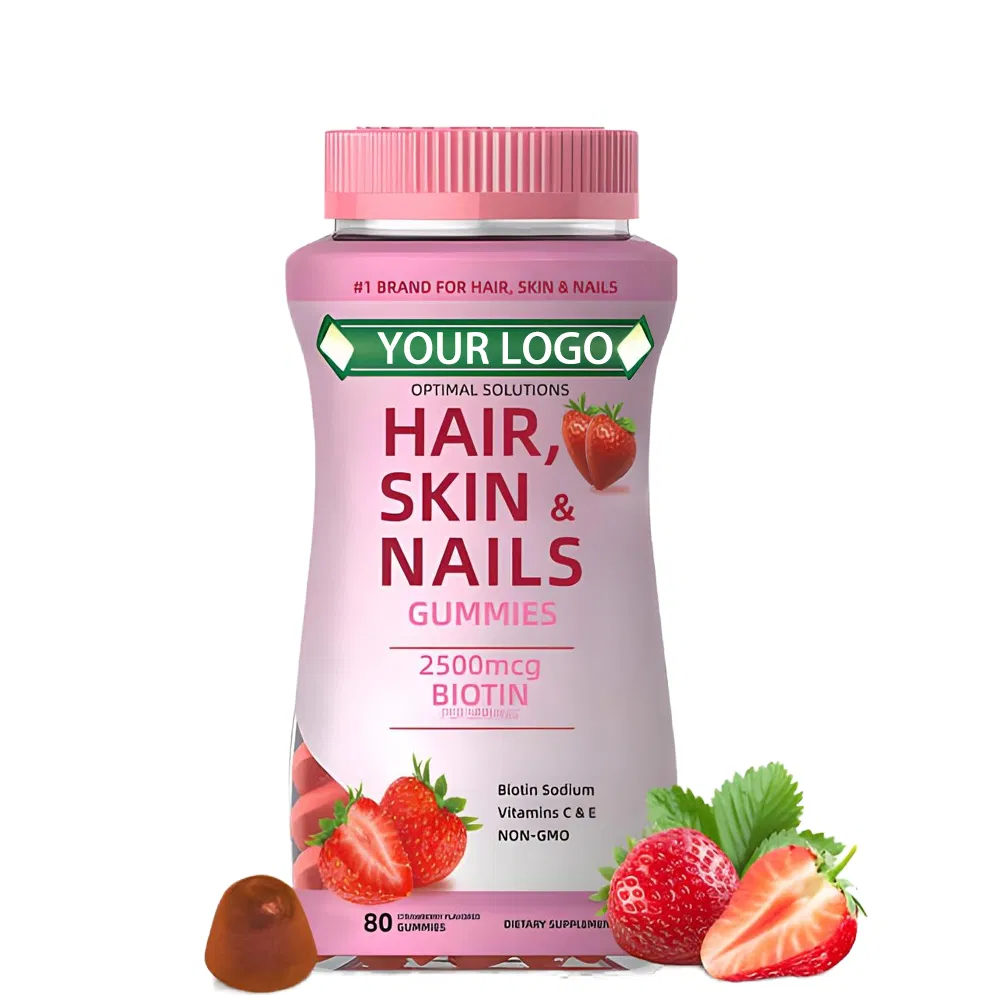 OEM/ODM Vegan Candy Hair Growth Supplement Skin and Nail Health Vitamin Biotin Collagen Gummies