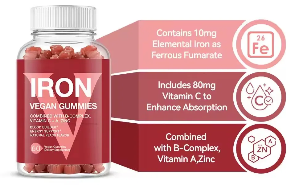 OEM/ODM Vitamin C Dietary Supplement Blood Builder Booster Iron Improve Blood Circulation Gummies