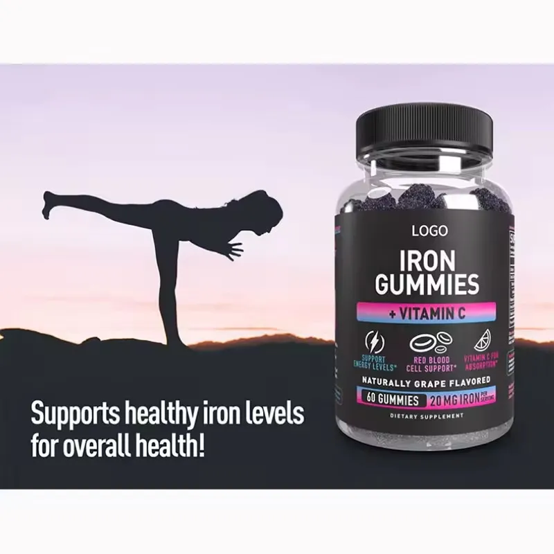 OEM/ODM Vitamin Complexes Folic Acid and Zinc Vegan Gummies Provide Energy Support for Iron Deficiency and Anemia