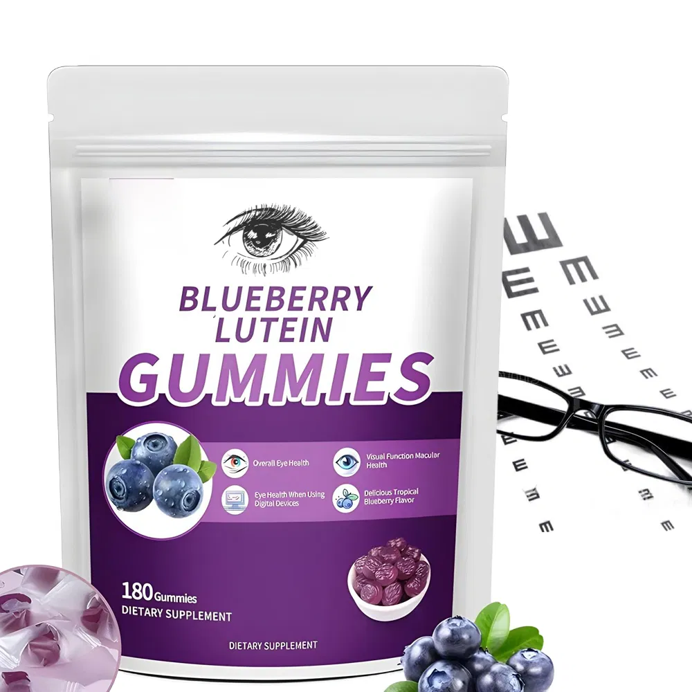 Vegan Blueberry Lutein Eye Vitamin Candy, Eye Health Supplement Lutein Gummies for Kids and Adults