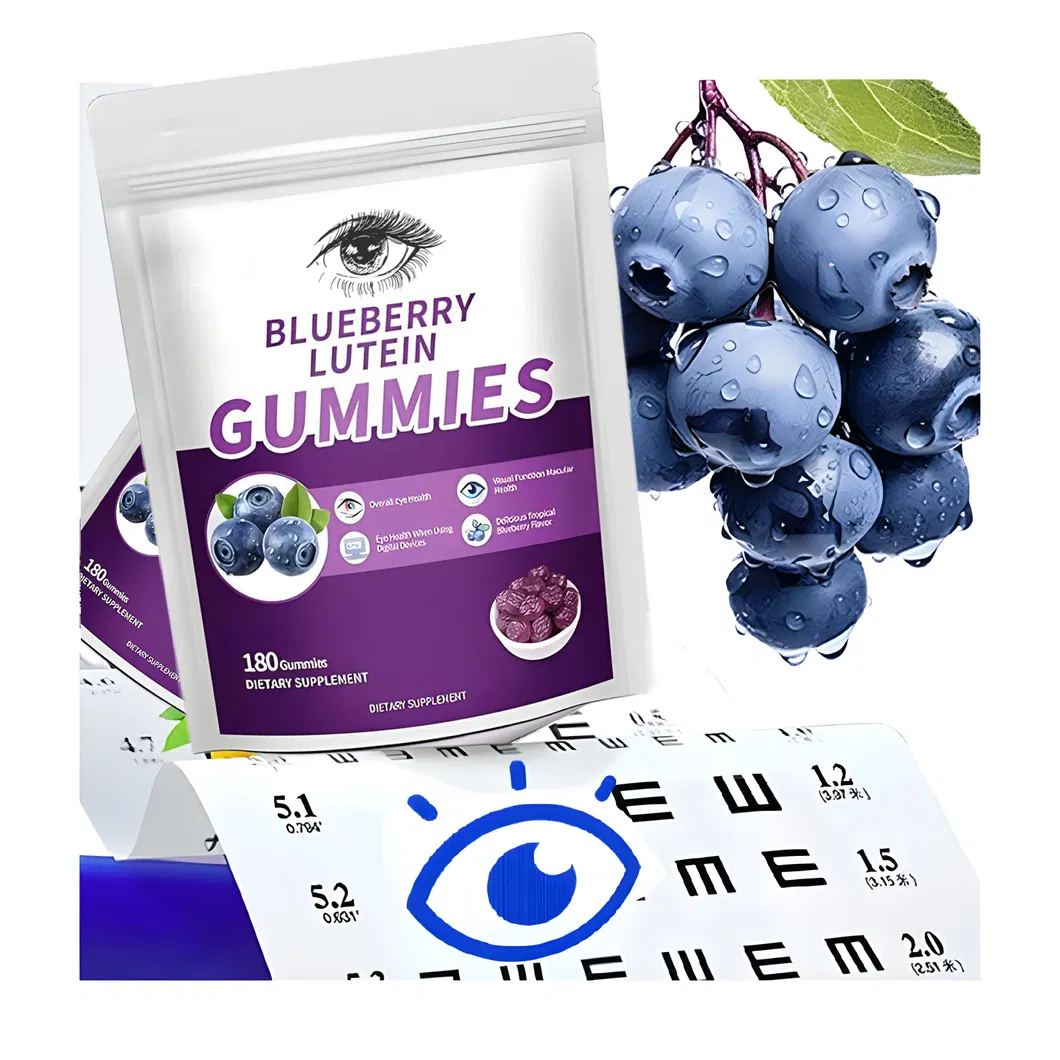 Vegan Blueberry Lutein Eye Vitamin Candy, Eye Health Supplement Lutein Gummies for Kids and Adults