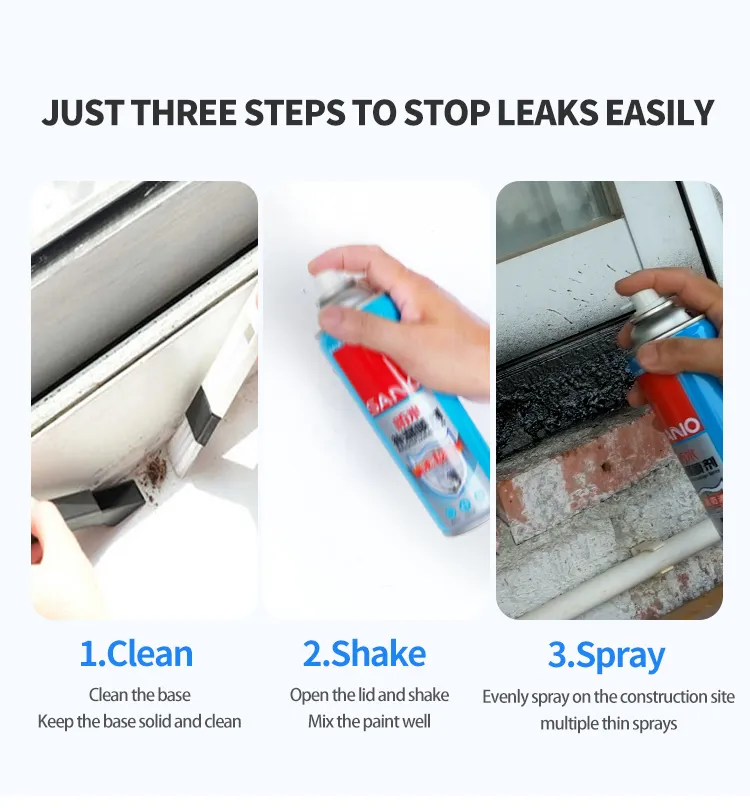 Sanvo Clear Waterproof Leak Repair 400ml Black Liquid Rubber Waterproof Sealant Spray Thermosetting White Leak Repair Spray