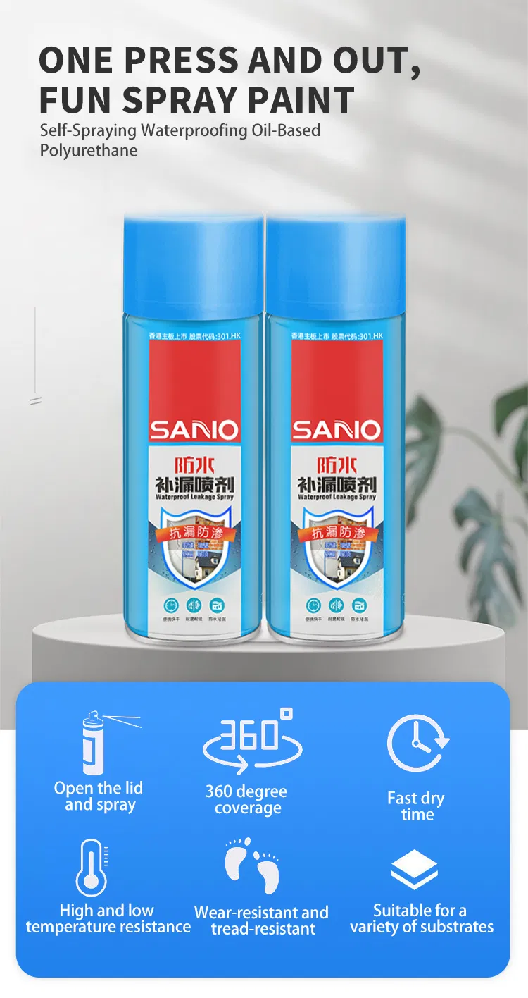 Sanvo High Efficient Self Leak Repairing Spray 400ml Waterproof Spray for Roof Leak Repair Spray