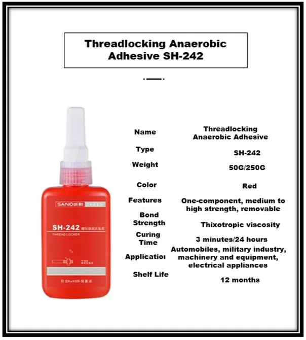 Best Selling High Sales Excellent Chemicals Resistance Thread Locker 242