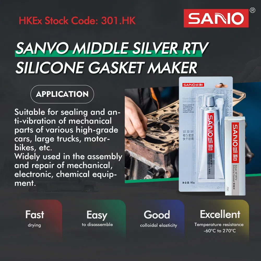 Sanvo Custom High Quality Automotive Adhesives Middle High-Temp Silver RTV Silicone Gasket Maker