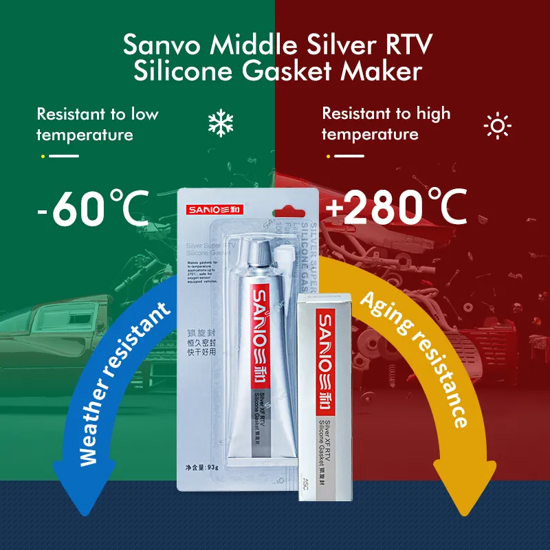 Sanvo Custom High Quality Automotive Adhesives Middle High-Temp Silver RTV Silicone Gasket Maker