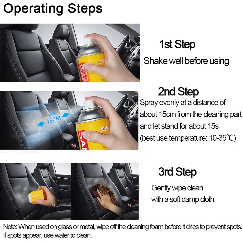 Multi Functional Foam Cleaner for Car Interior and Car Seat Leather Decontamination Cleaning Foam Spray