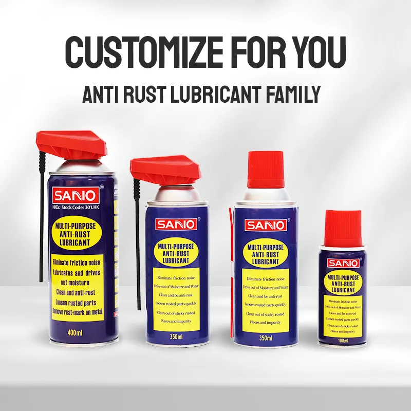 Sanvo Rust Remover Aerosol Car Care OEM or ODM 400ml Anti Rust Derust Spray Lubrication Cleaning Rust Remover Aerosol