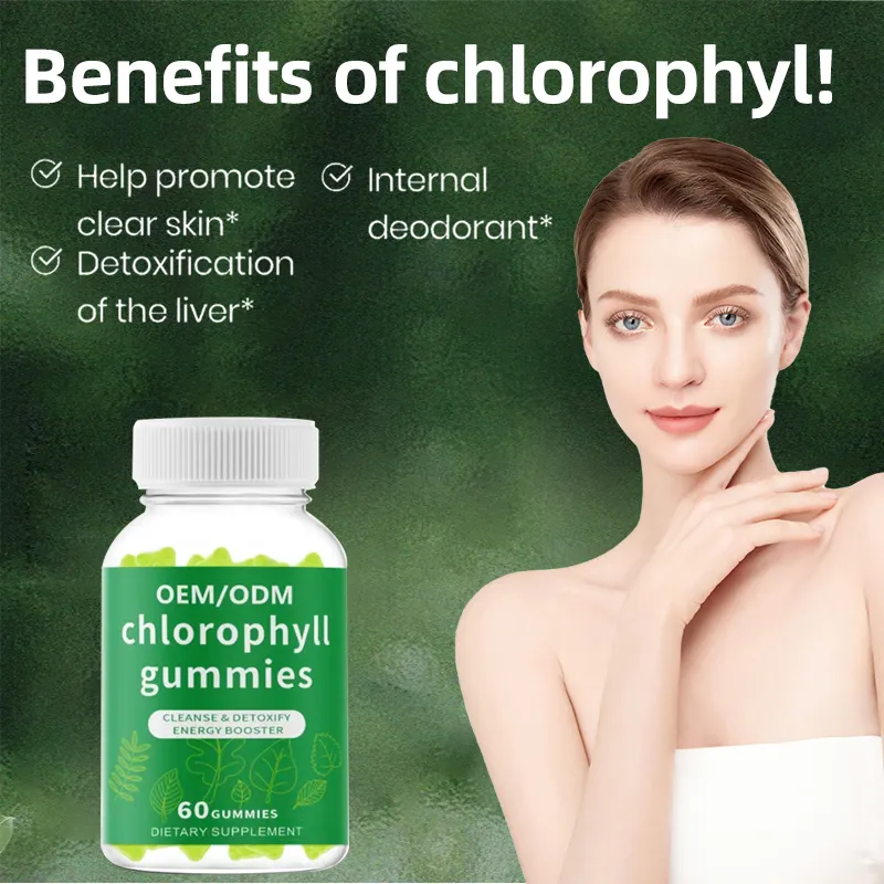 Natural Plant Extract Chlorophyll Gummies, Enhance Immunity, Cleansing, Detoxification and Beauty, Supplements