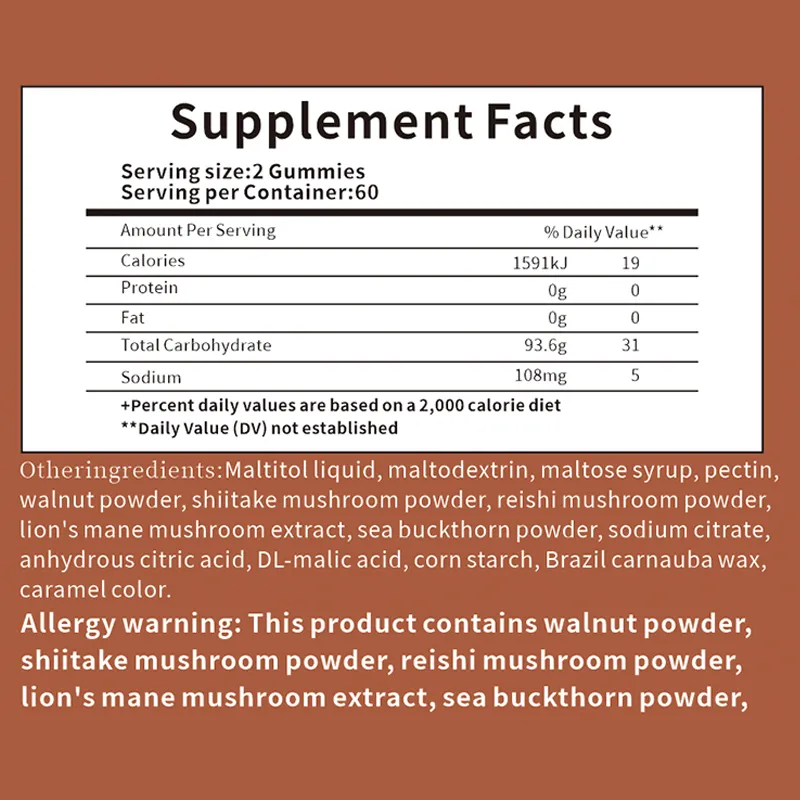 Pectin Gummy Candy with Calcium and Essential Vitamins Mushroom Gummies