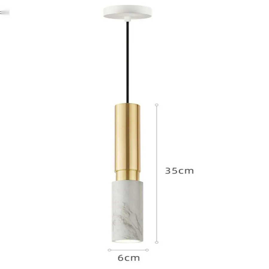 2021 New Design Modern Simple Metal Decorative LED Hanging Lights Nordic Marble Pendant Light for Living Room Bar Bedside