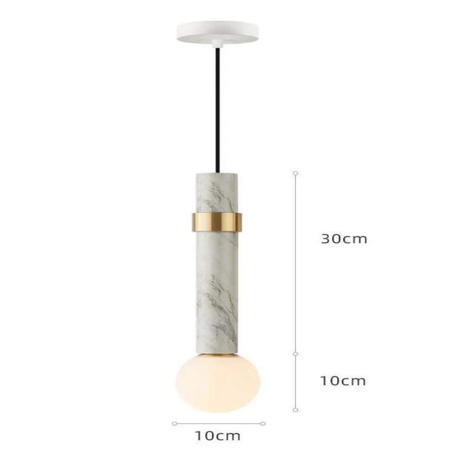 Modern Simple Metal Decorative LED Hanging Lights Nordic Marble Pendant Light for Living Room Bar Bedside