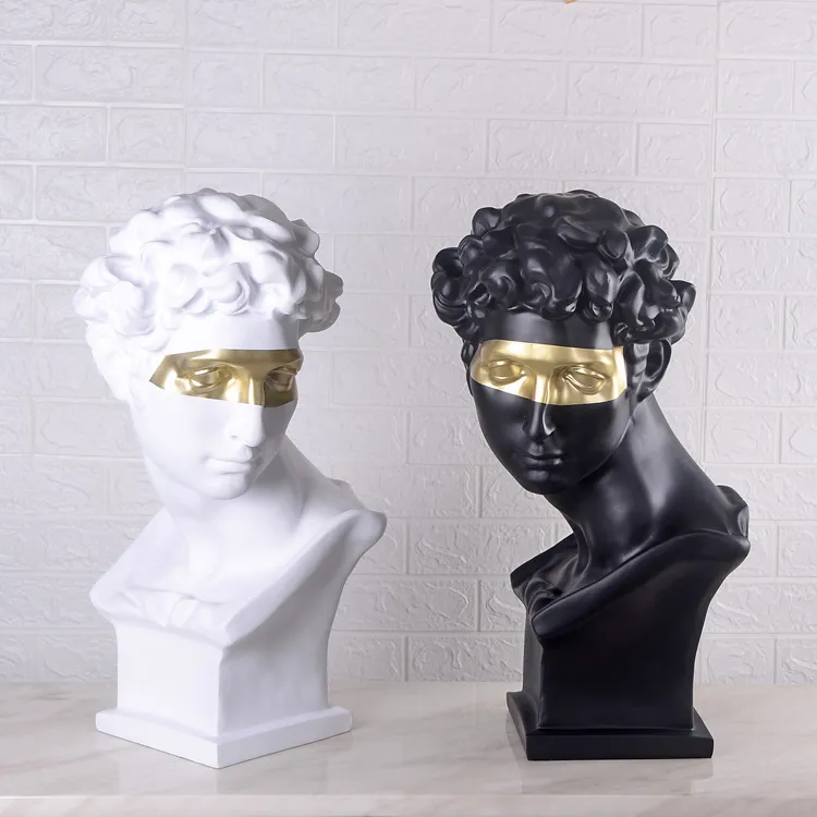 Classic Home Decor Modern Resin Roman Sculpture David Statue Bust Wholesale Decorations Bust