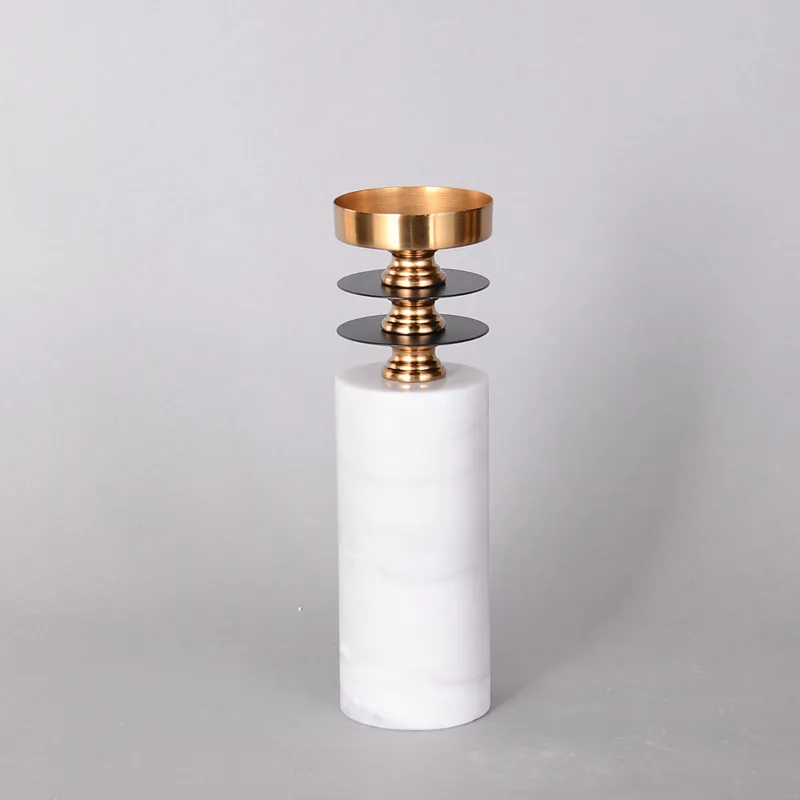 Hot Selling Candle Holder Marble and Steel Pillar Candle Holder Gifts & Crafts Stylish Candle Holder