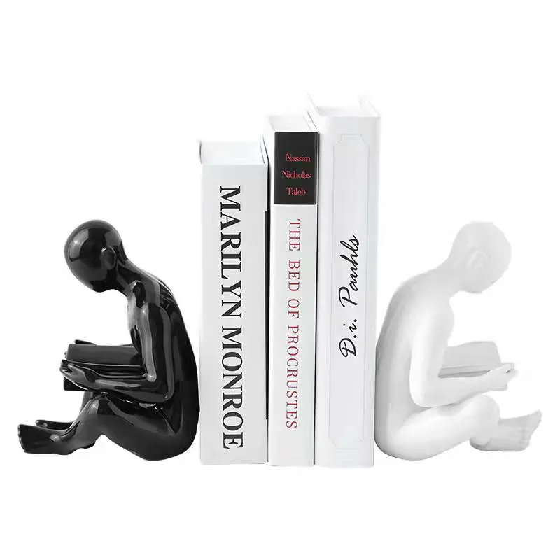 Modern Desk Decoration Book Magazine Book Baffle Ceramic Figure Book End Ornaments