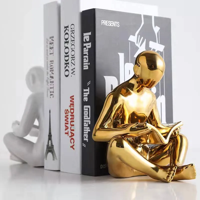 Modern Desk Decoration Book Magazine Book Baffle Ceramic Figure Book End Ornaments