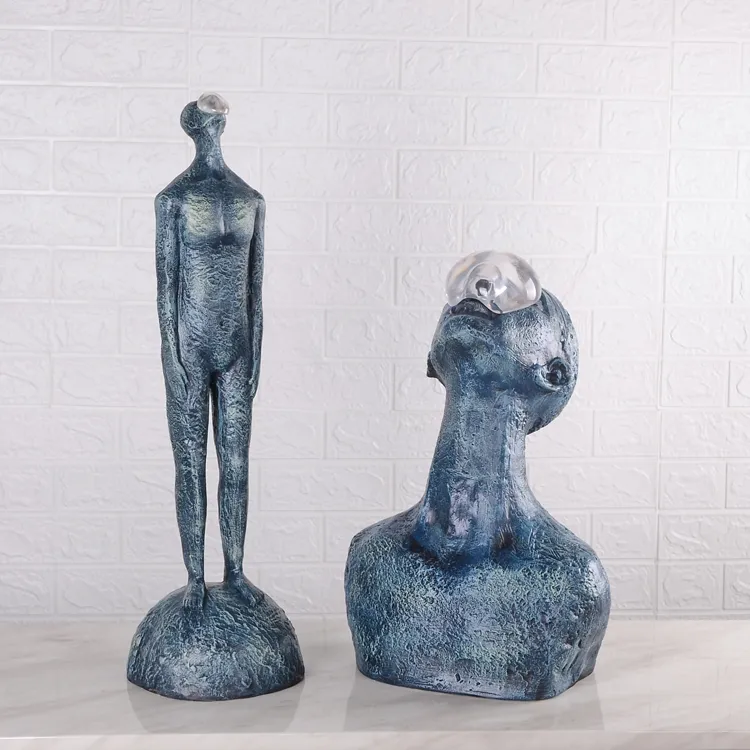 Modern Home Decorations Resin Bust Sculpture in Blue