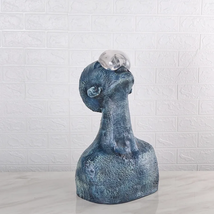 Modern Home Decorations Resin Bust Sculpture in Blue