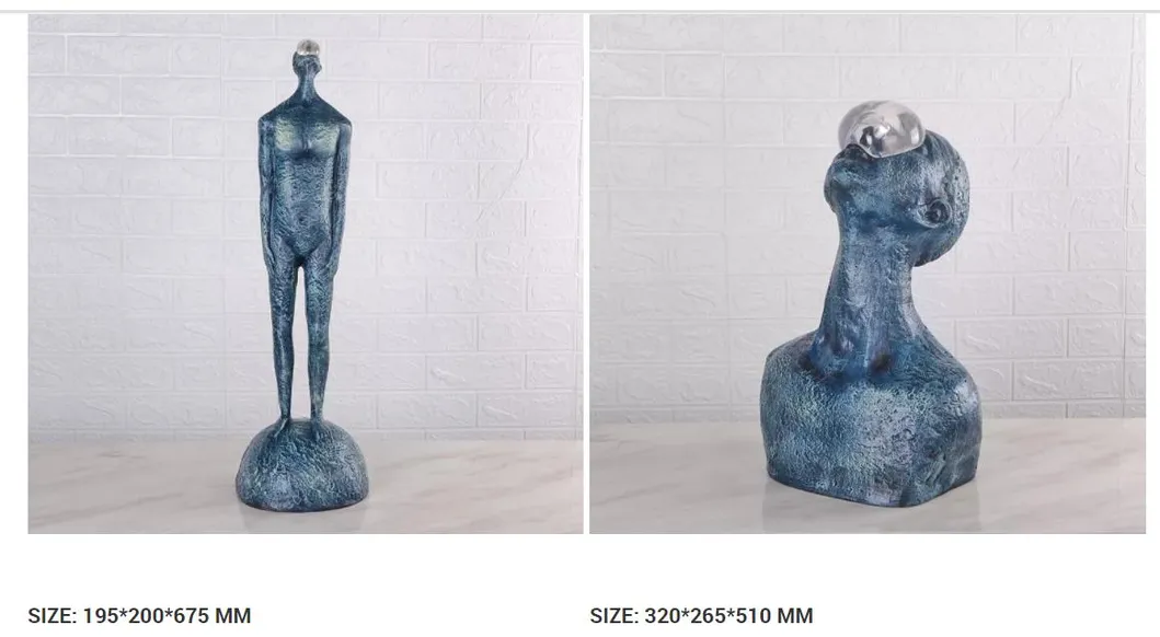 Modern Home Decorations Resin Bust Sculpture in Blue