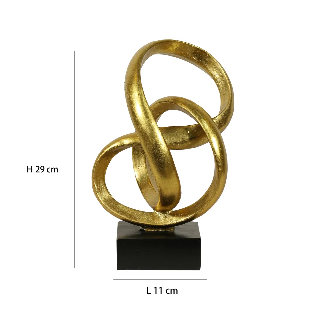 Resin Gift Leaf Gilding Abstract Ribbon Shape Sculpture Decor with Resin Base