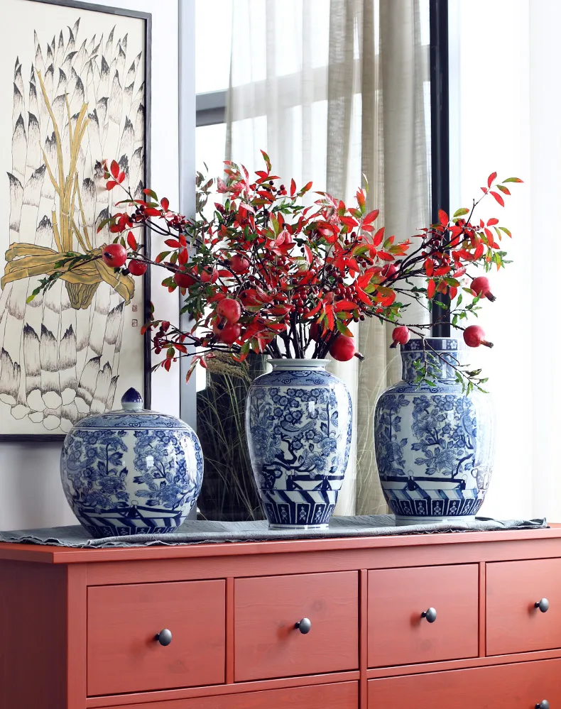 Traditional Chinese White and Blue Porcelain Vases