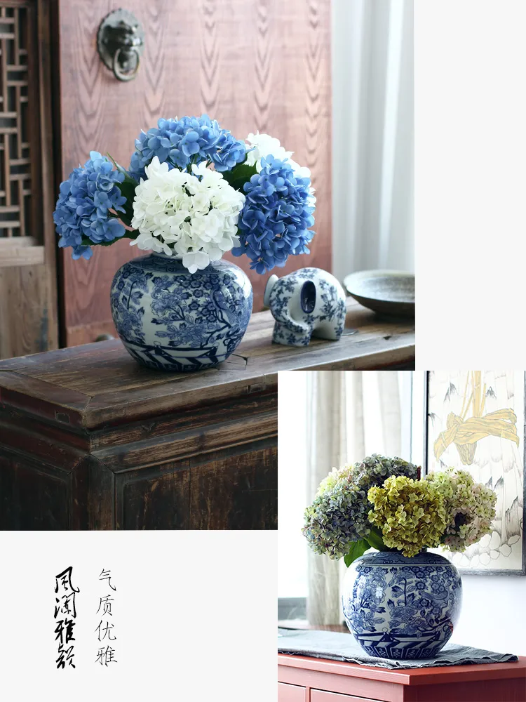 Traditional Chinese White and Blue Porcelain Vases