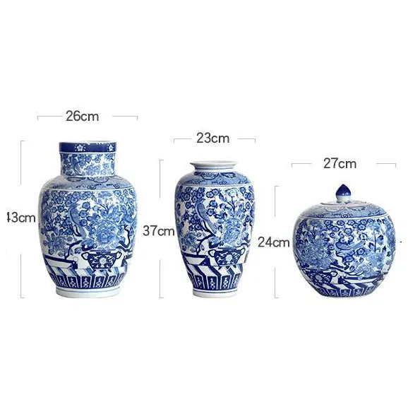 Traditional Chinese White and Blue Porcelain Vases