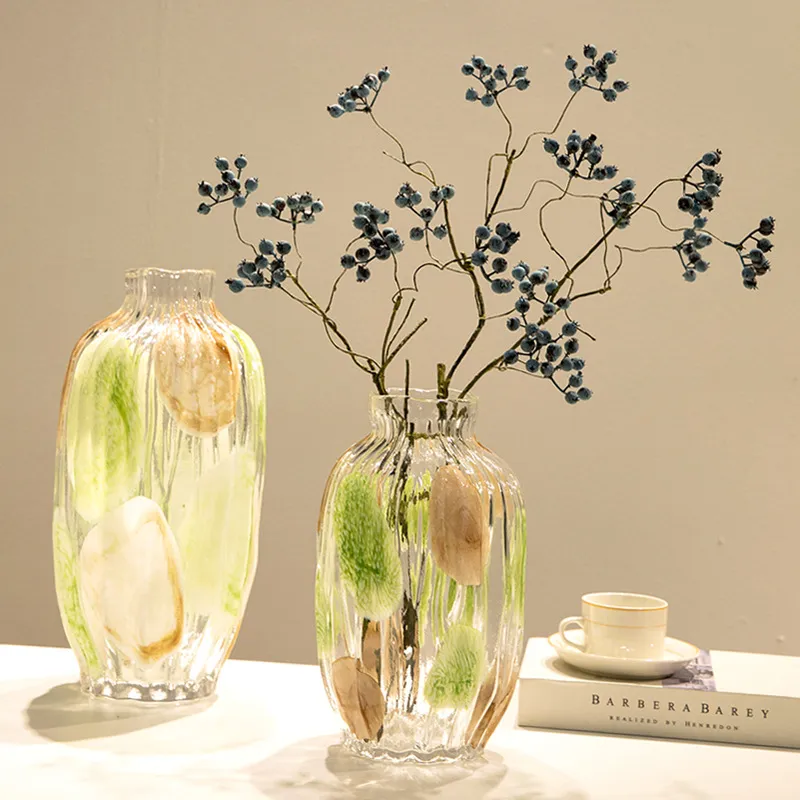 Wholesale Nordic Handmade Modern Glass Vase Plain Colorful Flower Arrangement Vases for Home Deco