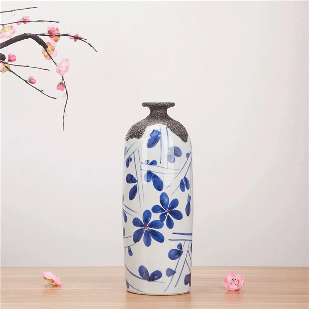 Zhiya Vase Creative Hand-Painted Blue and White Vase Decoration Ceramic Art Three-Piece Flower Arrangement Furniture and Furniture Matching