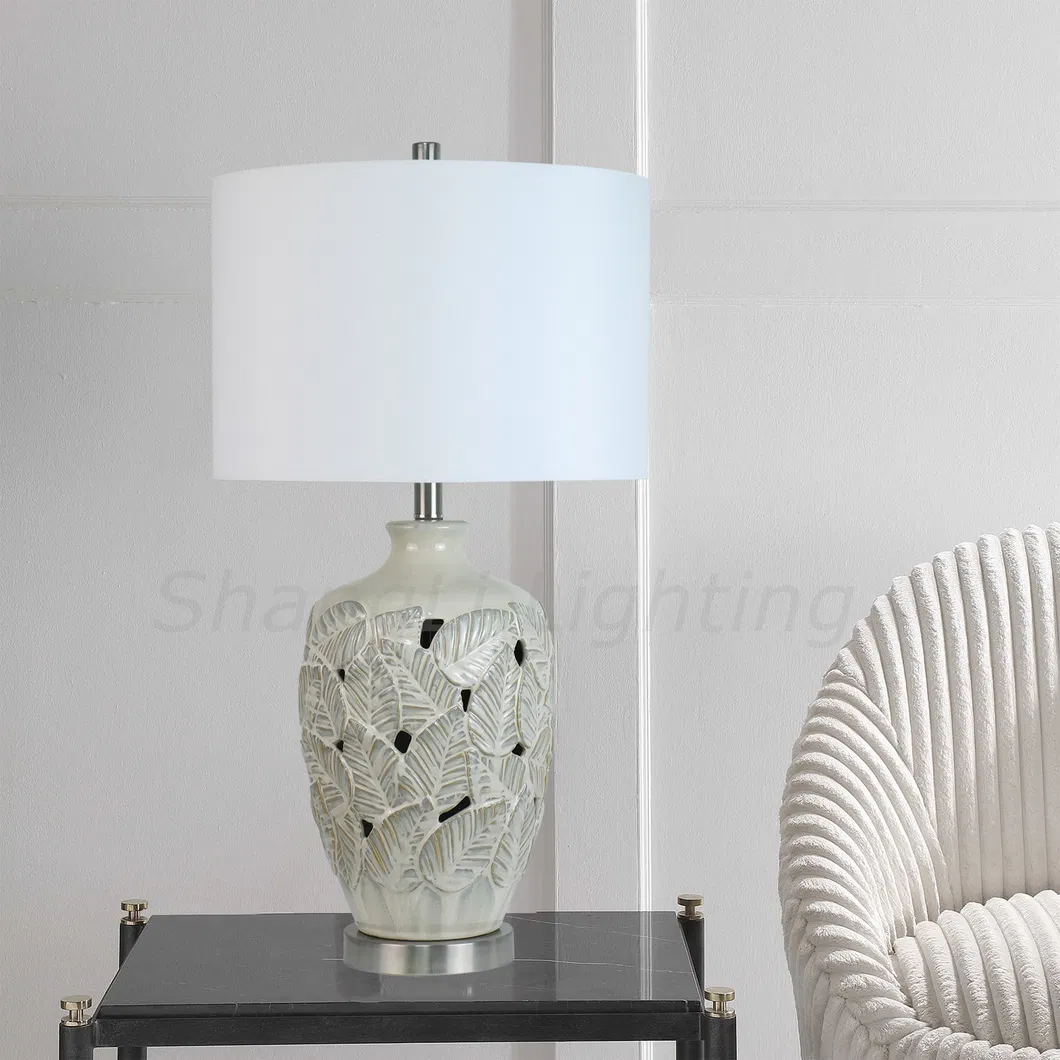 American Classic Leaf Pattern Ceramic Hollow Table Lamp American Country Nordic New Chinese Table Lamp Manufacture