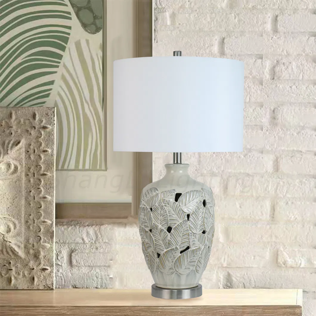 American Classic Leaf Pattern Ceramic Hollow Table Lamp American Country Nordic New Chinese Table Lamp Manufacture