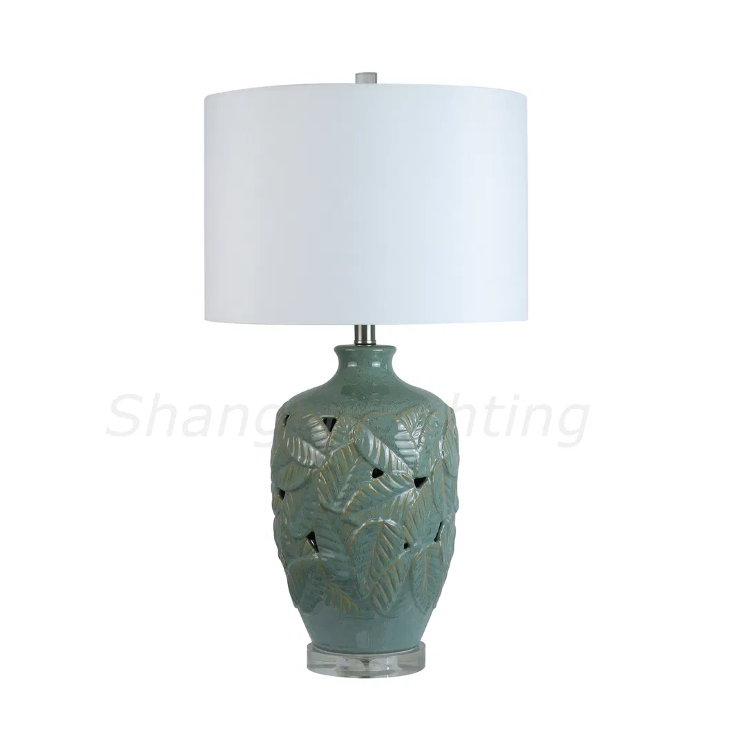 American Classic Leaf Pattern Ceramic Hollow Table Lamp American Country Nordic New Chinese Table Lamp Manufacture