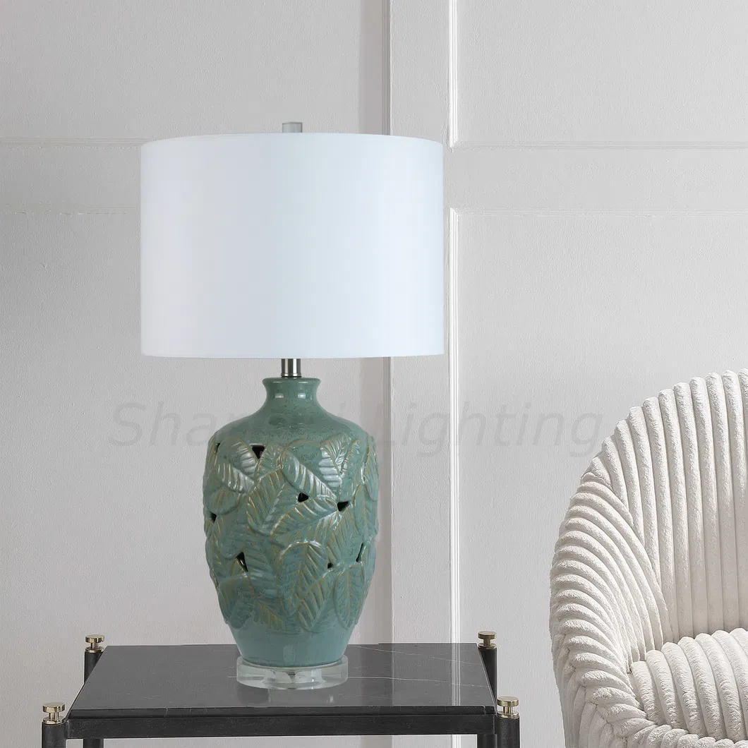 American Classic Leaf Pattern Ceramic Hollow Table Lamp American Country Nordic New Chinese Table Lamp Manufacture