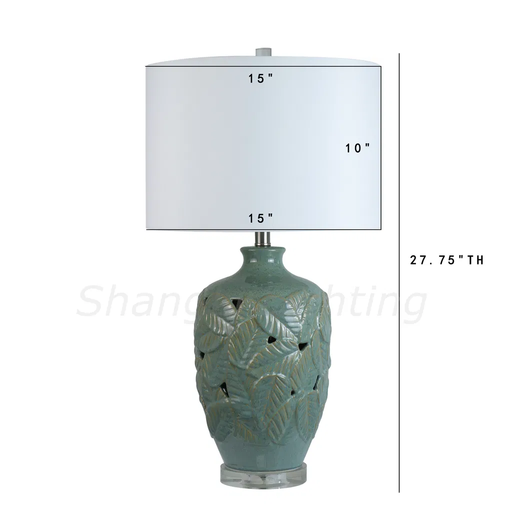 American Classic Leaf Pattern Ceramic Hollow Table Lamp American Country Nordic New Chinese Table Lamp Manufacture