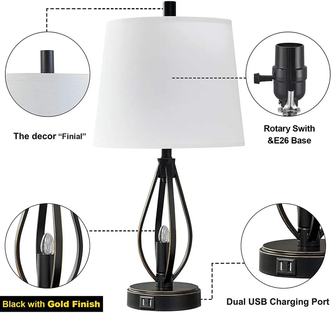 Bedside Reading Dural USB Charging Port Rechargeable Table Lamp Hotel Cordless Modern LED Table Lamp Nighlight Light