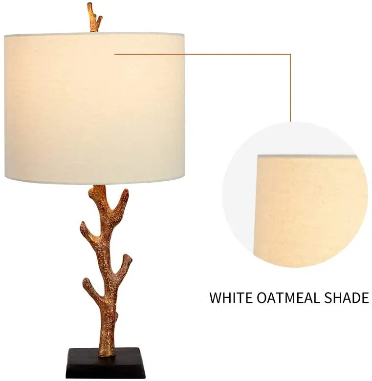 Bedside Table Lamp Tree Desk Lamps with White Shade for Living Room, Bedroom