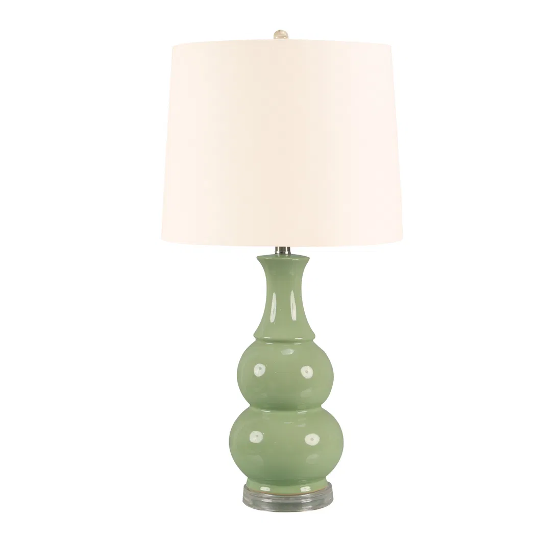 Cheap Wholesale Green Gourd Shape Retro Design Base Exquisite Indoor Lighting Table Lamp Ceramic