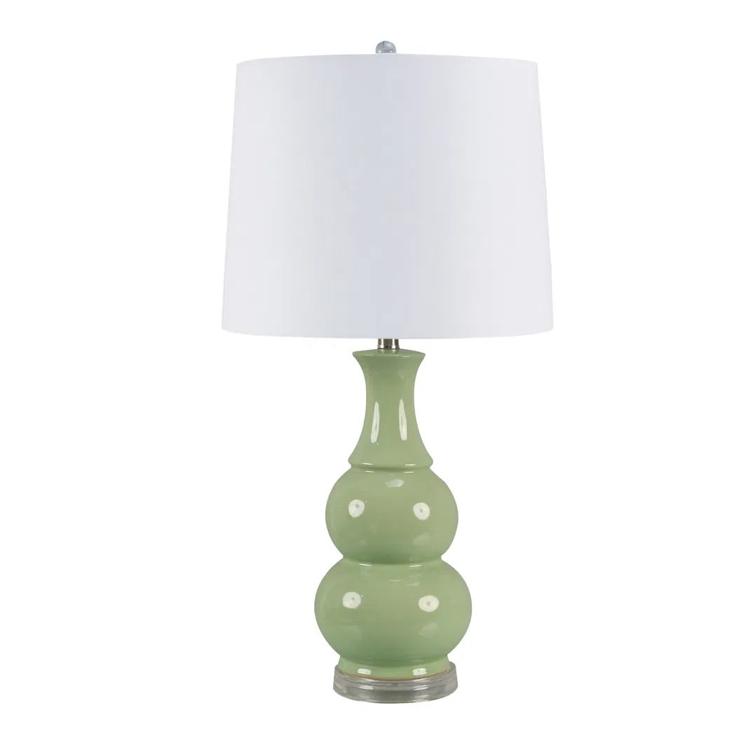 Cheap Wholesale Green Gourd Shape Retro Design Base Exquisite Indoor Lighting Table Lamp Ceramic