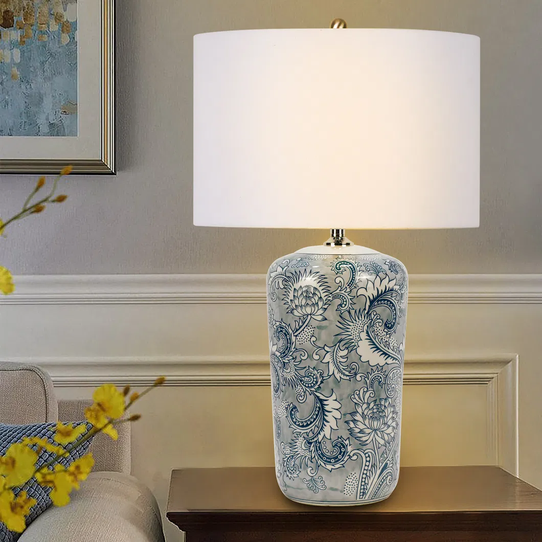 Chinese Celadon Bedroom Bedside Table Lamp Premium Feeling Villa Celadon Porcelain Table Lamp 2025 New Table Lamps