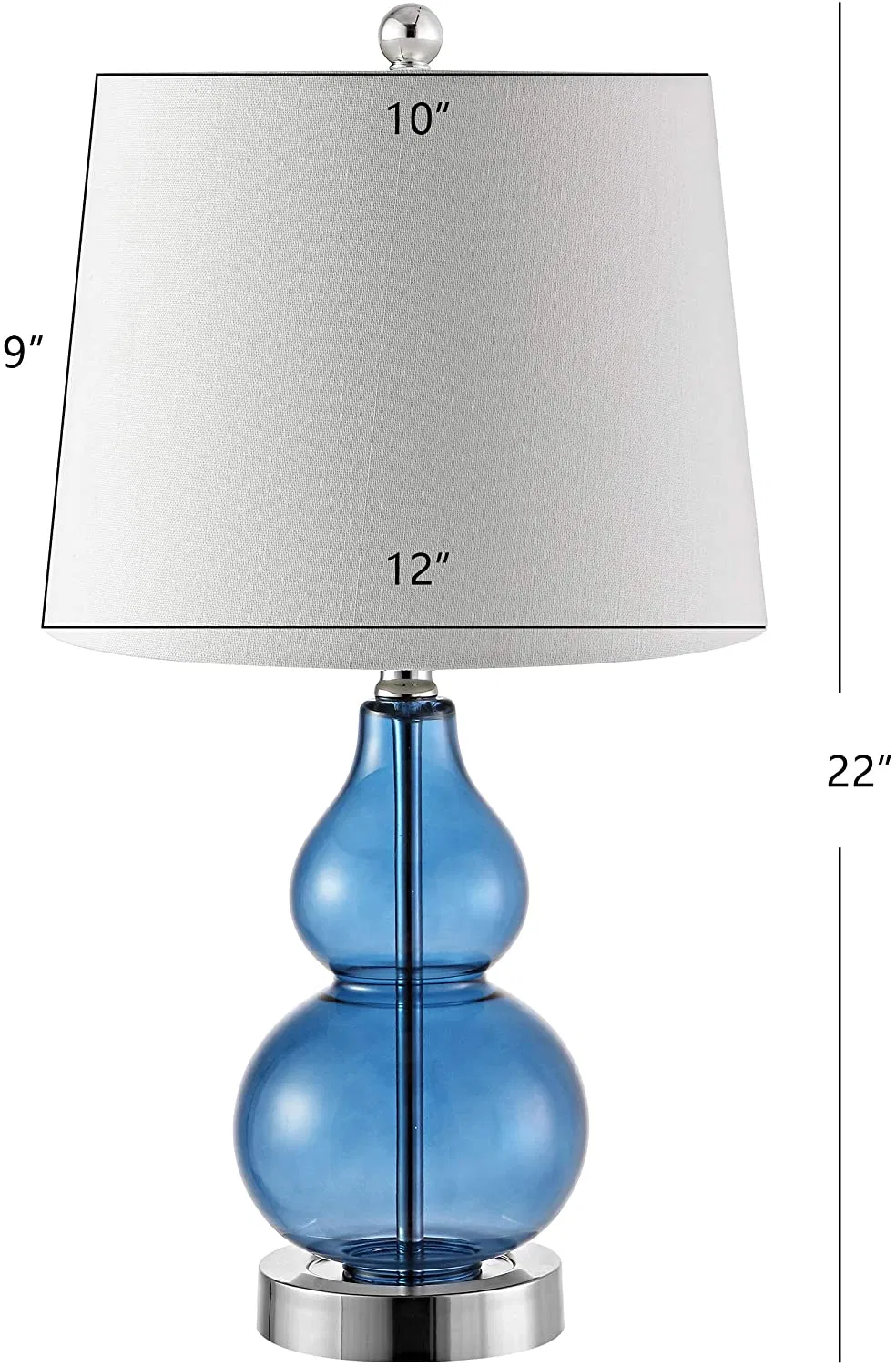 Collection Brisor Blue Chrome Bedroom Living Room Home Office Desk Nightstand Table Lamp Glass