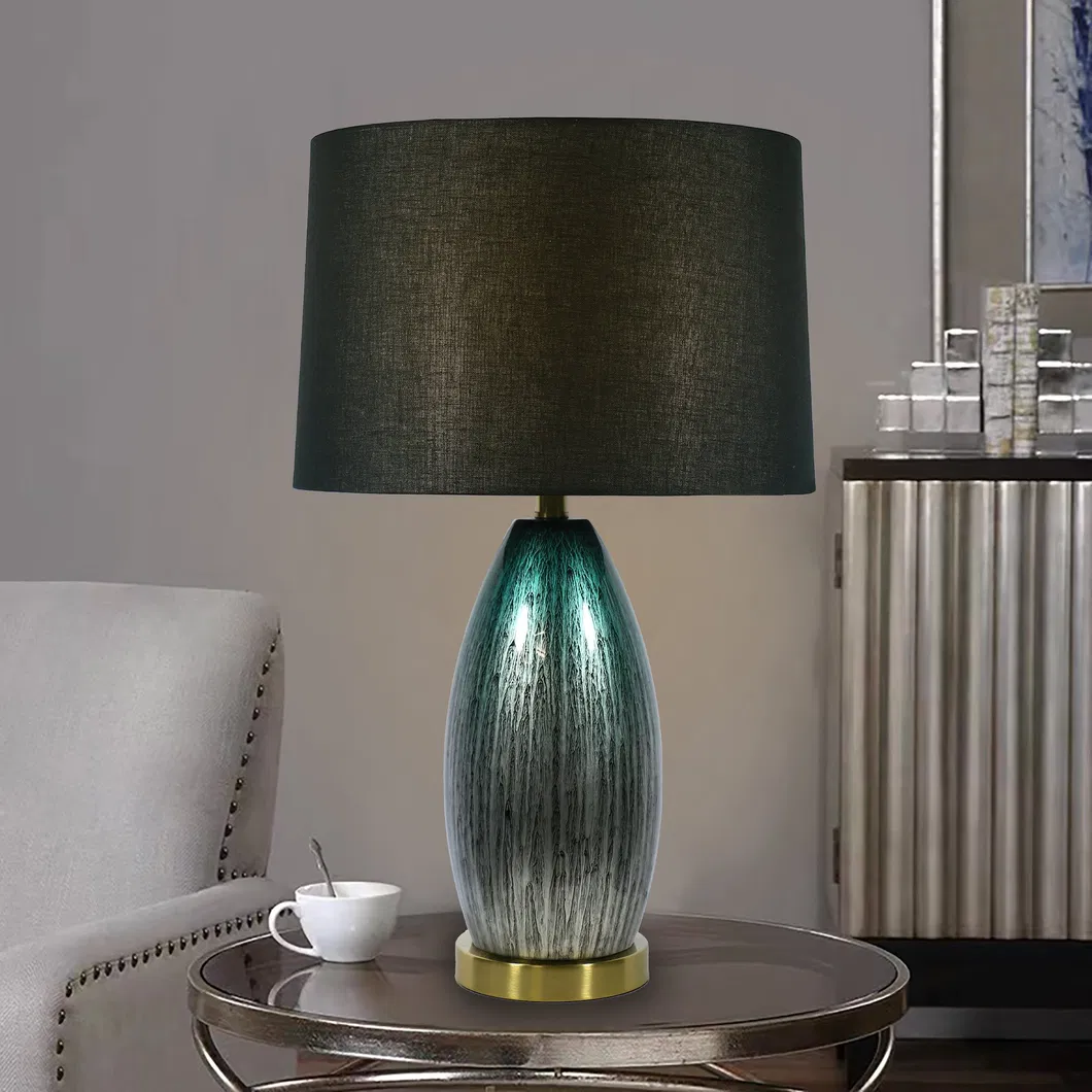 European Light Luxury Table Lamp Glass Table Lamp Blue Table Lamp