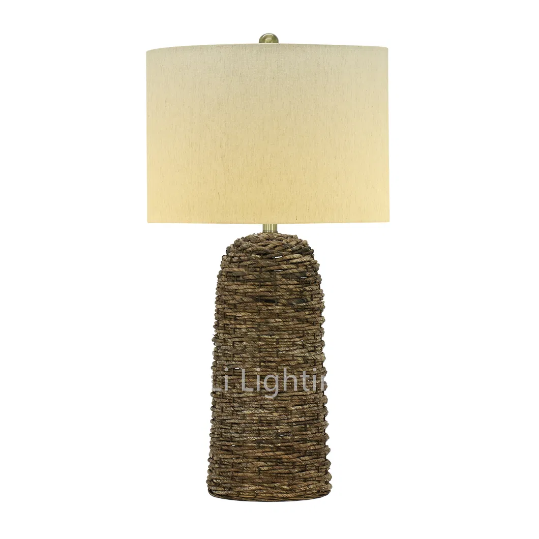 Villa American Country Table Lamp Handmade Creative Personality Lamps Natural Hemp Rope Table Lamp Simple Fabric Bedside Study Table Lamp