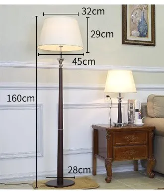 American Country Floor Lamp Modern Chinese Solid Wood Living Room Bedroom Book Hotel Lobby Floor Lamp LED