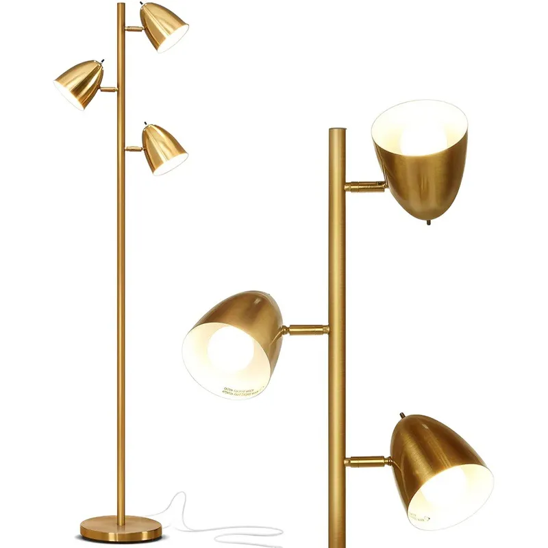 MID Century Floor Lamp - 3 Modern Standing Lamp with Foot Pedal Stand up Lights for Living Room, Bedroom